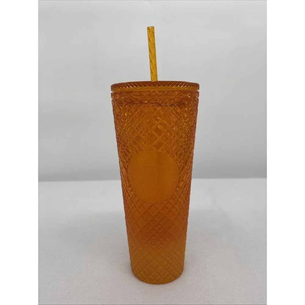 Starbucks Tumbler Cup 2022 Summer Orange MANGO OMBRE Jeweled Venti Cold 24oz